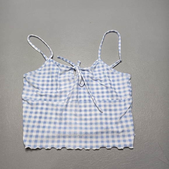 weekend edition blue and white checkered crop top women's size medium - Picture 9 of 9